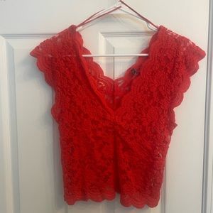 Bright deep orange Zara lace top